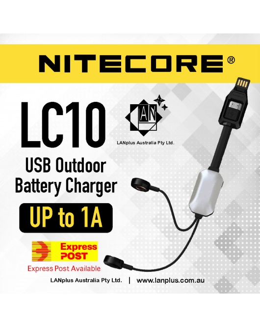 Brand New Nitecore LC10 Portable Magnetic USB Charger 4 18650 26650 14500 16650 RCR123