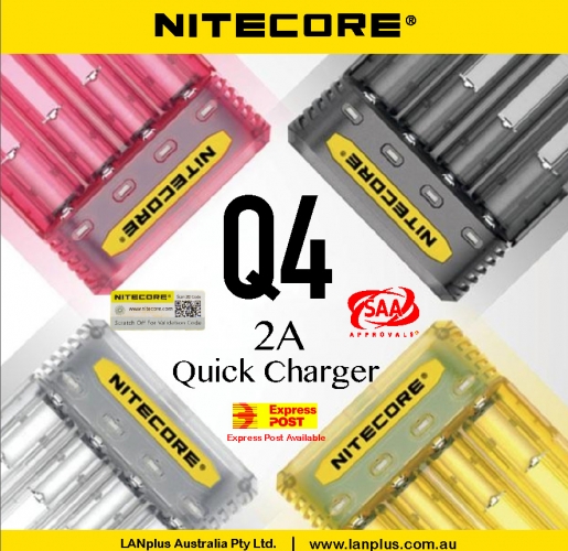NITECORE Q4 charger 2A Quick Charger 4-slot For 18650 18350 26500 14500 IMR