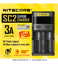 Nitecore SC2 3A 2 slot Super Charger 4 20700 Lithium18650 Li-ion w/ 2.1A USB Out