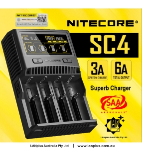 Nitecore SC4 3A 6A 4 Slot Super Battery Charger 4 lithium 18650 26650
