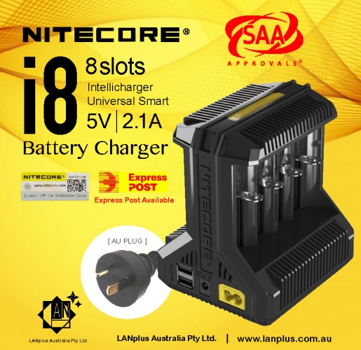 Nitecore i8 Intelligent Universal Battery Charger F Li-ion 18650 RCR123a 14500