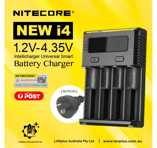 Nitecore New i4 Smart 4-slot Battery Charger  with Optional Car Charging Adapter