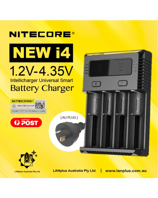Nitecore New i4 Smart 4-slot Battery Charger  with Optional Car Charging Adapter