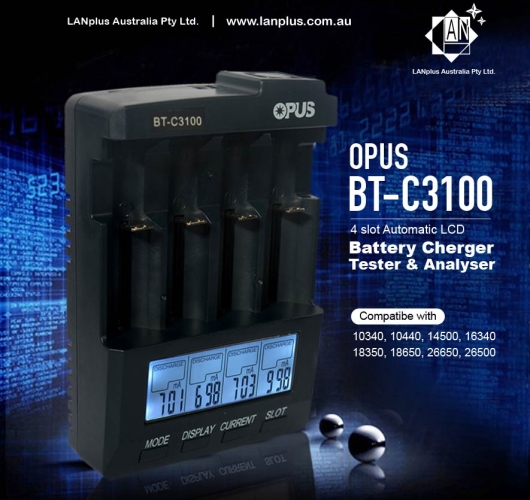 OPUS BT-C3100 Li-ion 18650 AA AAA NiMH Battery Analyzer Tester Charger V2.2