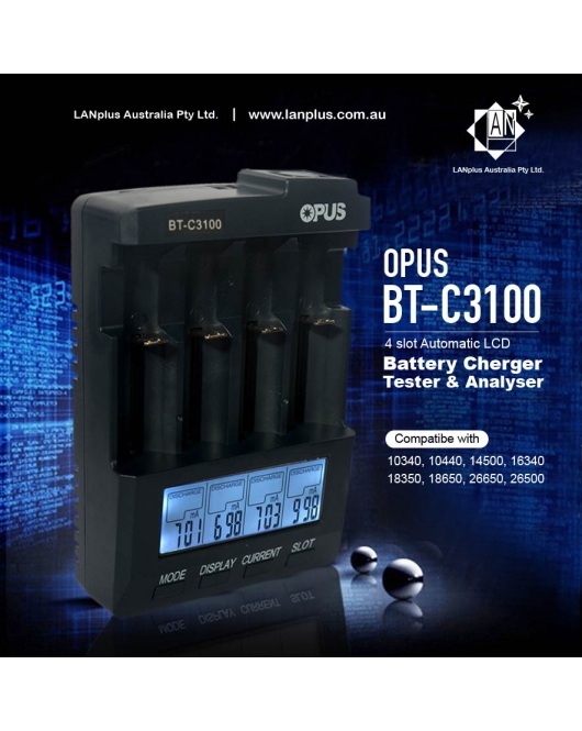 OPUS BT-C3100 Li-ion 18650 AA AAA NiMH Battery Analyzer Tester Charger V2.2