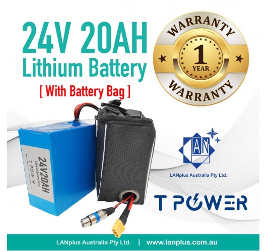 24V 20AH Lithium Battery w/ BMS for eBike Electric Scooter Mobility Bicycle w/ bag