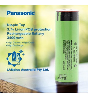 1x Panasonic NCR 18650B 3400mAh 3.7V Lithium Battery With PCB Nipple Top