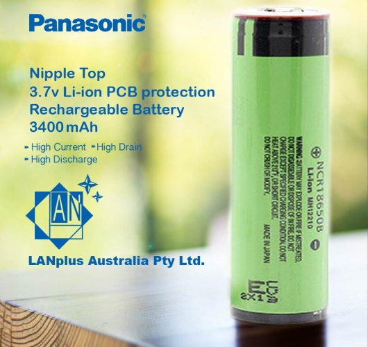 1x Panasonic NCR 18650B 3400mAh 3.7V Lithium Battery With PCB Nipple Top