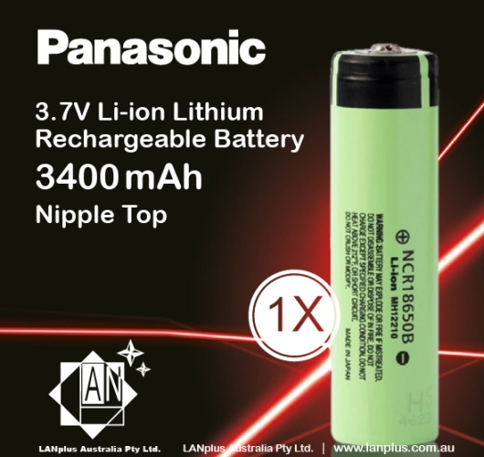 1x Panasonic NCR18650B Rechargeable Battery 3400mAh 3.7V Li-ion Button Nipple Top