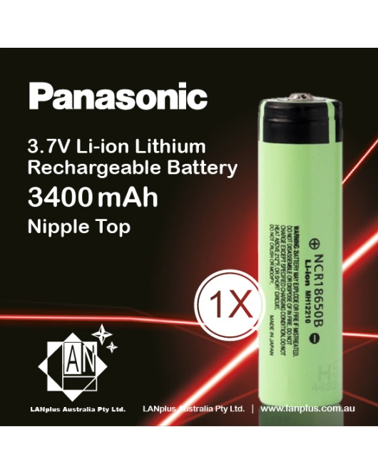 1x Panasonic NCR18650B Rechargeable Battery 3400mAh 3.7V Li-ion Button Nipple Top