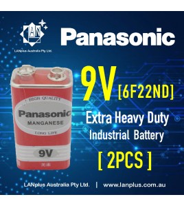 2x Panasonic 9V 6F22ND 6F22 Heavy Duty Zinc Non Rechargeable Battery f Smoke Alarm