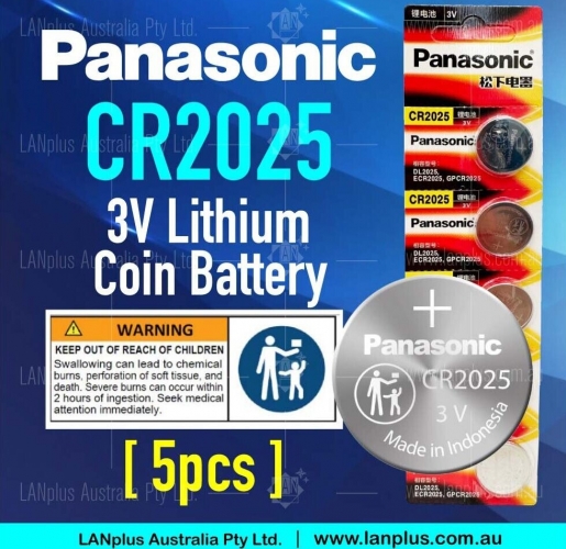 5x Panasonic CR2025 3V Lithium Coin Cell Button battery DL2025 ECR2025 GPCR2025