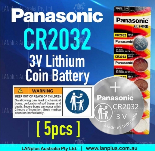 5x Panasonic CR2032 3V Lithium Coin Cell Button battery DL2032 ECR2023 GPCR2032