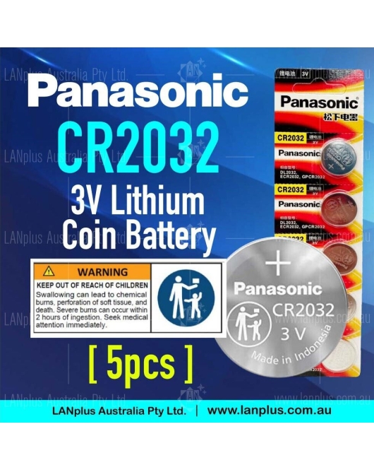 5x Panasonic CR2032 3V Lithium Coin Cell Button battery DL2032 ECR2023 GPCR2032