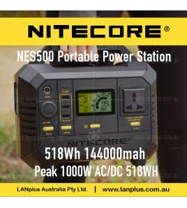 Nitecor NES500 Portable Power Station Lithium 500W Peak 1000W AC/DC 518WH