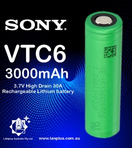1x Sony 18650 VTC6 Lithium Battery 3000mAh 3.7V High Drain 30A Rechargeable