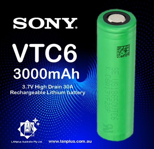 1x Sony 18650 VTC6 Lithium Battery 3000mAh 3.7V High Drain 30A Rechargeable