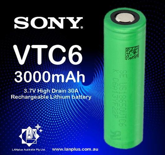 1x Sony 18650 VTC6 Lithium Battery 3000mAh 3.7V High Drain 30A Rechargeable