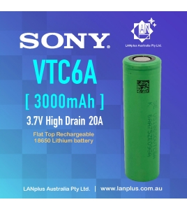 Sony US18650 VTC6a &gt; VTC6 3000mAh 20Amp HIGH CURRENT Flat Top Rechargeable Battery