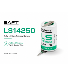 2x SAFT LS14250 3.6V 1/2 AA 1200mAh Lithium Battery Solder Tabs Li-SOCl2