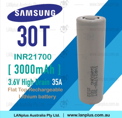 Samsung 30T INR 21700 3000mAh 35Amp Lithium Li-Ion rechargeable battery