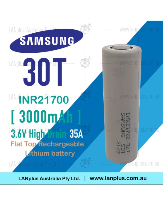 Samsung 30T INR 21700 3000mAh 35Amp Lithium Li-Ion rechargeable battery