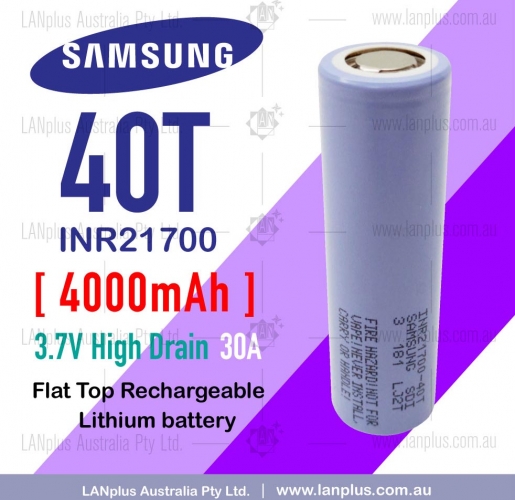 Samsung 40T INR 21700 4000mAh 30Amp Lithium Li-Ion rechargeable battery >30T