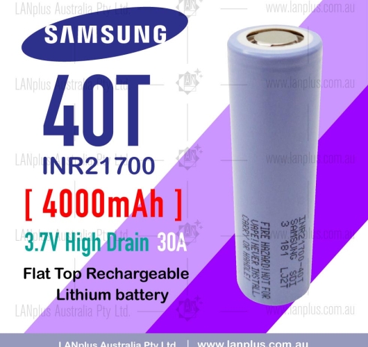 Samsung 40T INR 21700 4000mAh 30Amp Lithium Li-Ion rechargeable battery >30T