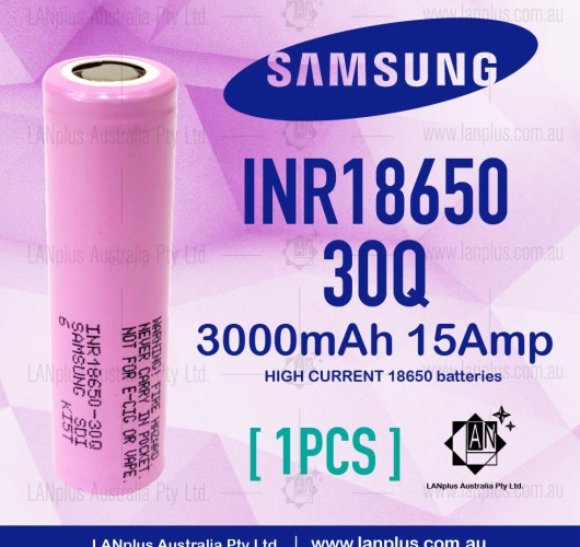 1x Samsung INR18650-30Q 3000mAh 15Amp HIGH CURRENT 18650 batteries