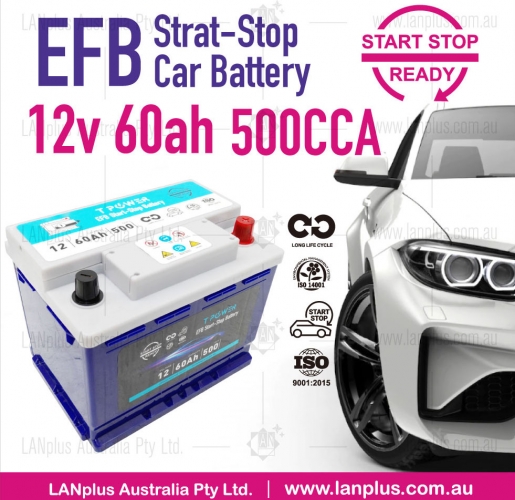 Stop-Start EFB Car Battery 12v 60Ah 500CCA for Honda Volkswagen Skoda Hyundai