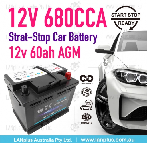 Stop-Start AGM Car Battery 12v 60Ah 680CCA f LEXUSE S300 Jeep Compass Hyundai 18-Month AU Warranty