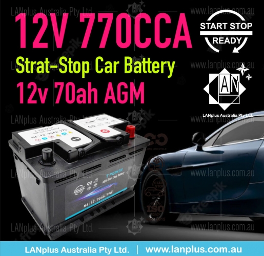 Stop-Start AGM Car Battery 12v 70Ah 770CCA Audi A1 A3 A5 A4 A6 Q3 Jeep Wrangler Hyundai 18-Month AU Warranty