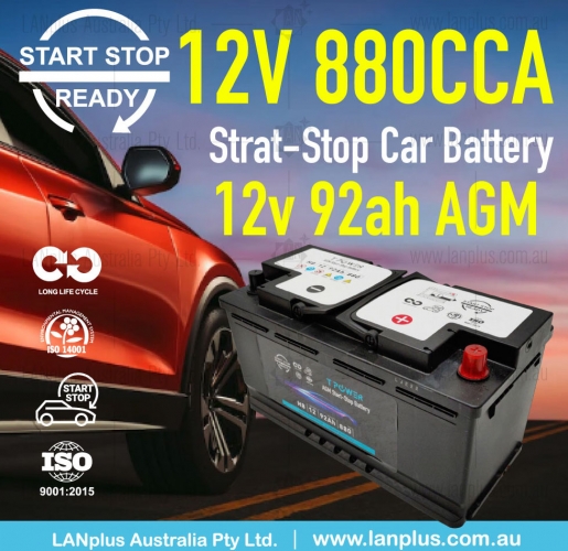 Stop-Start AGM Car Battery 12v 92Ah 880CCA f Volkswagen Hyundai Volvo jeep BMW 18-Month Warranty