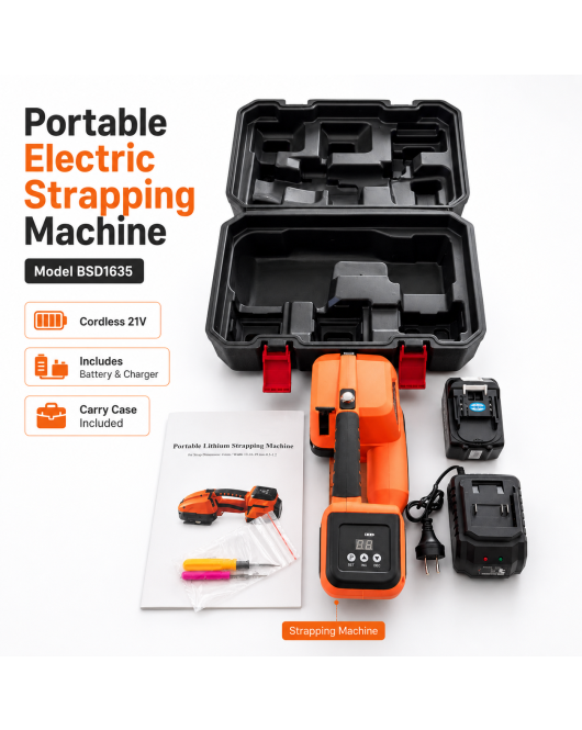 18V Portable Electric Strapping Machine Cordless PET PP Banding Tool Kit 13-16mm