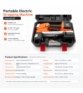 18V Portable Electric Strapping Machine Cordless PET PP Banding Tool Kit 13-16mm