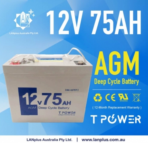 12V 75AH AGM Sealed Lead Acid DEEP CYCLE Rechargeable Battery 