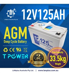 12V 125AH AGM DEEP CYCLE BATTERY Caravan Boat Solar Fridge 4WD 2Years WTY