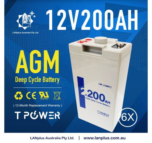 12V 200AH SLA Battery Pack 6x 2V 200AH Deep Cycle AGM solar Bank
