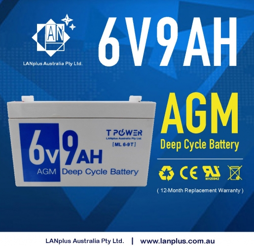 6V 9AH AGM Lead Acid Battery Same Size as 6V 7Ah for UPS APC Alarm Toy Car