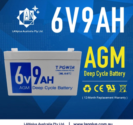 6V 9AH AGM Lead Acid Battery Same Size as 6V 7Ah for UPS APC Alarm Toy Car