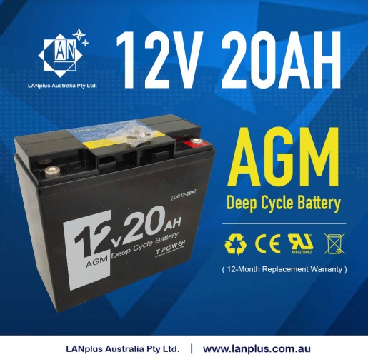12V 20AH AGM Deep Cycle Rechargeable Battery Solar Jump Starter JetSki