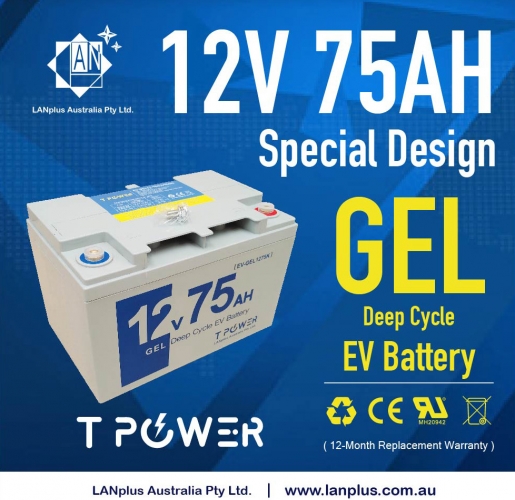 New EV 12V 75AH Gel Sealed Lead Acid DEEP CYCLE EV Rechargeable Battery