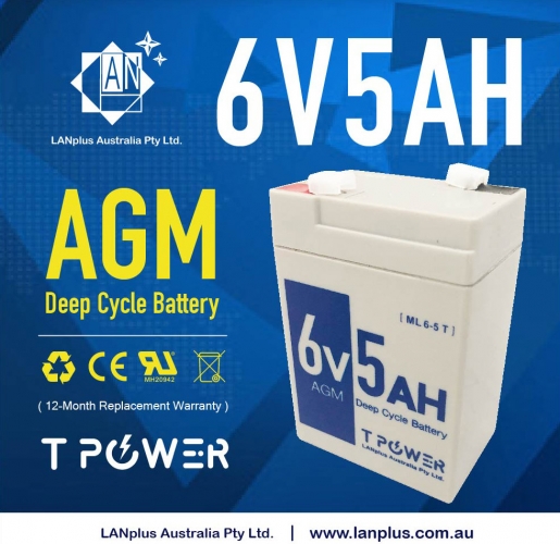 T power 6V 5AH SLA AGM battery