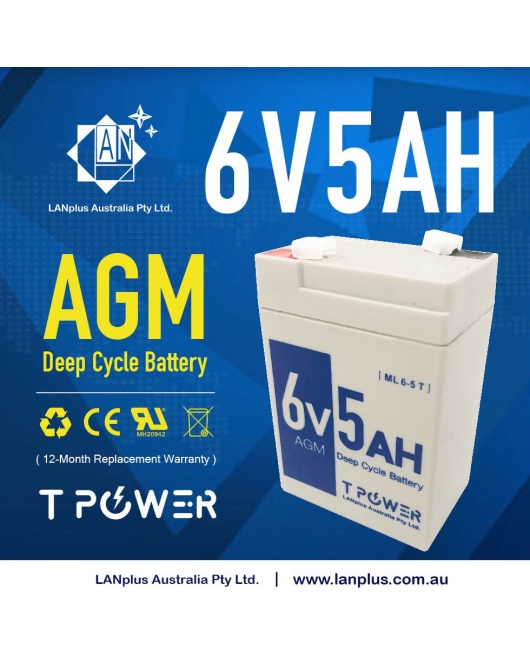 T power 6V 5AH SLA AGM battery