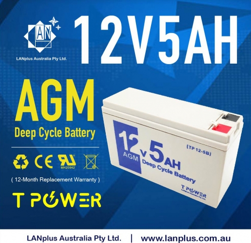 12V 5Ah Sealed Lead Acid Alarm Security AGM rechargeable Battery TP125-B 