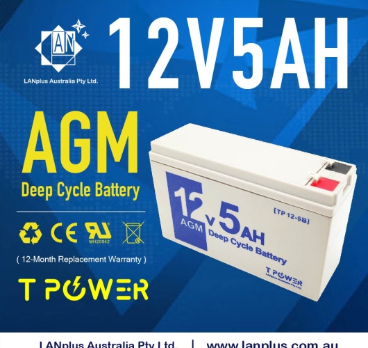12V 5Ah Sealed Lead Acid Alarm Security AGM rechargeable Battery TP125-B