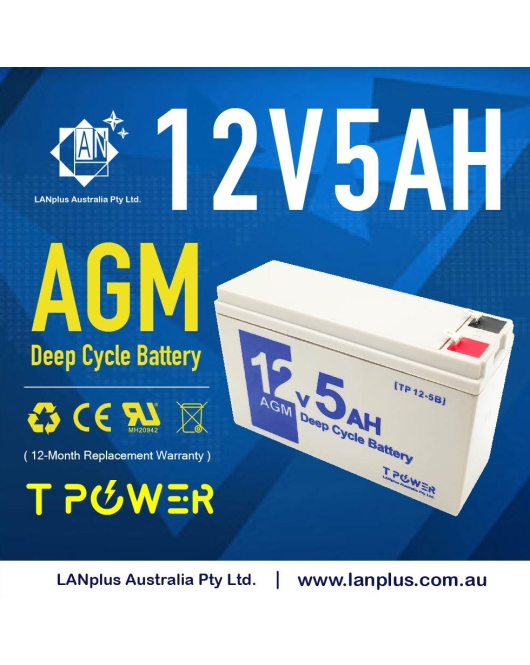 12V 5Ah Sealed Lead Acid Alarm Security AGM rechargeable Battery TP125-B