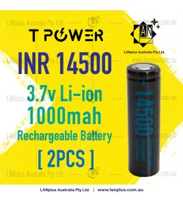 2x T power AA Size 3.7V INR14500 3A 1000mAh Rechargeable li-ion Battery Flat Top