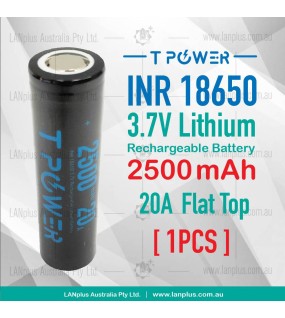 TPower 18650 2500mAh 3.7v High Drain 20A Rechargeable Flat Top Li-ion Battery