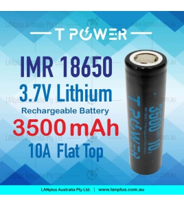 Tpower 3.7V INR18650 3500mAh 10A Flat Top Lithium Rechargeable Battery &gt;2500mah